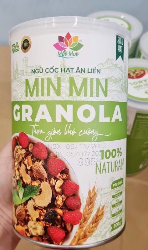 (MẪU MỚI) NGŨ CỐC HẠT ĂN LIỀN MIN MIN GRANOLA/HỘP 500gr