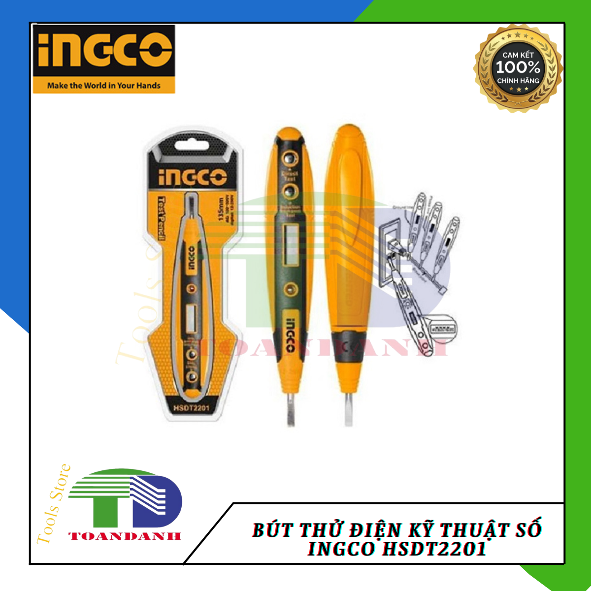 Bút thử điện điện tử HSDT2201 HSDT2201 ingco
