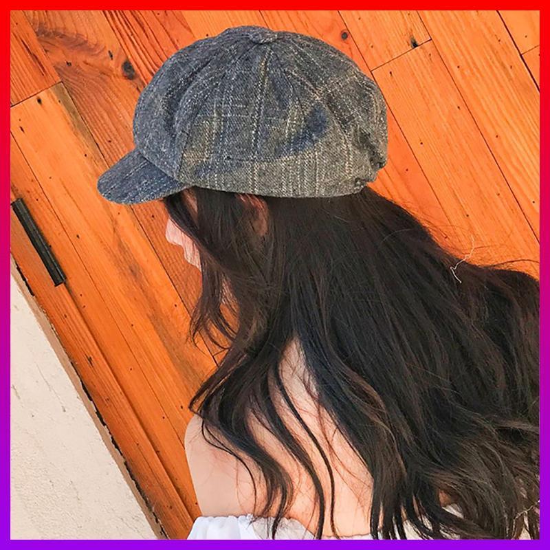 [HCM]Mũ nồi Beret Sọc caro CAO CẤP - Nón nữ style Vintage Kiểu lưỡi trai thời trang - NHShop