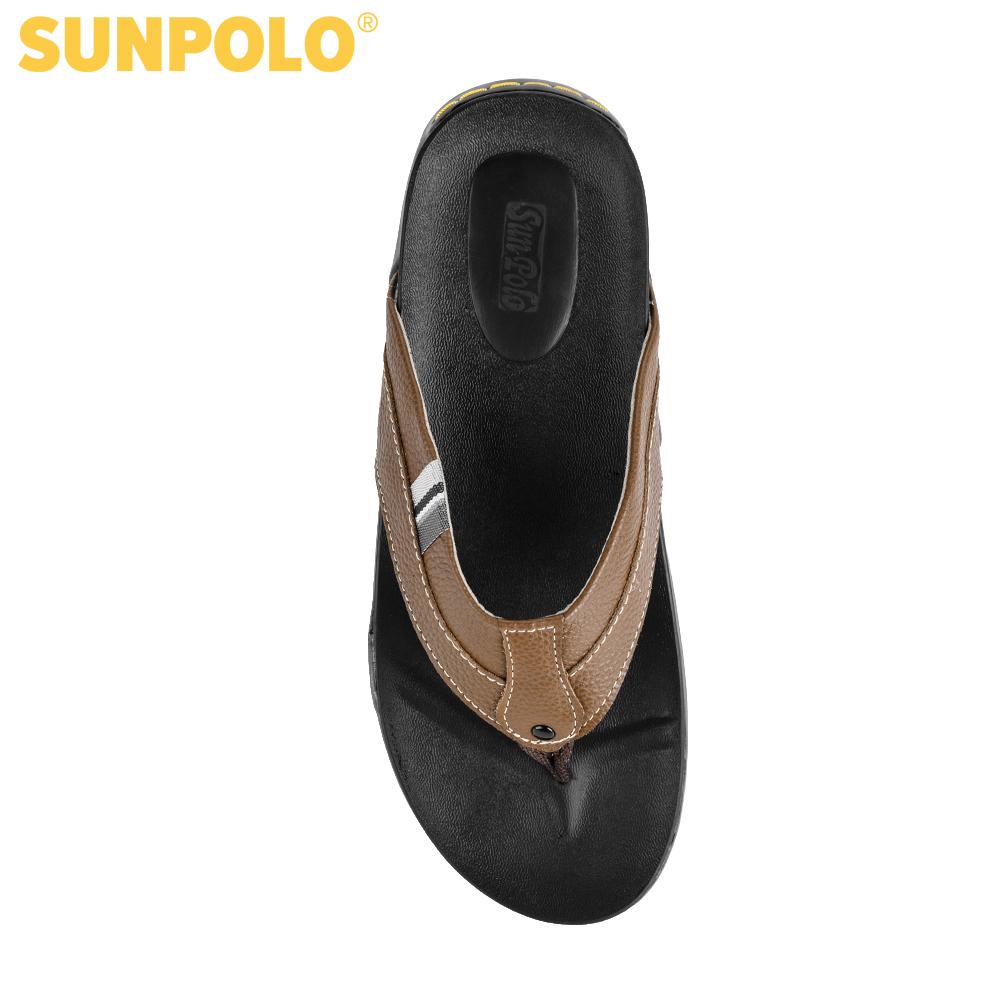 Dép kẹp nam da bò SUNPOLO KEP203 (Đen, Nâu)