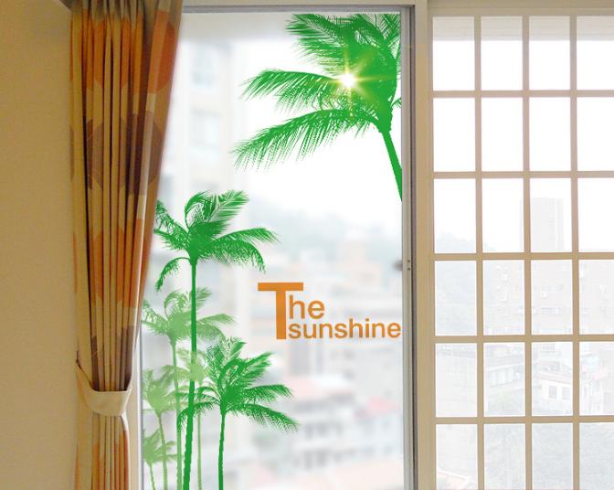 [HCM]Decal Dán Kính Cao Cấp - Cây Dừa xanh ( 60 X116 )-DK1022