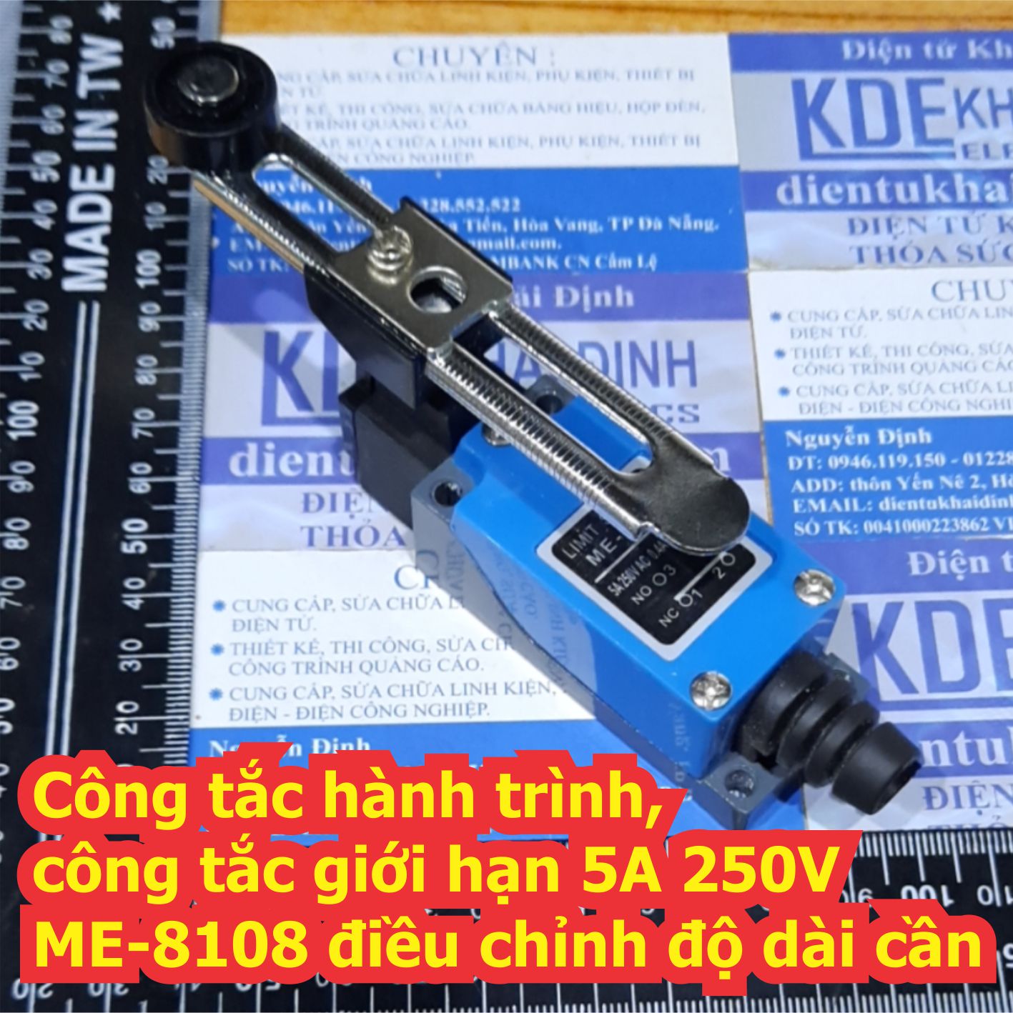 Công tắc hành trình, công tắc giới hạn 5a 250v me-8108 điều chỉnh độ dài cần kde6829