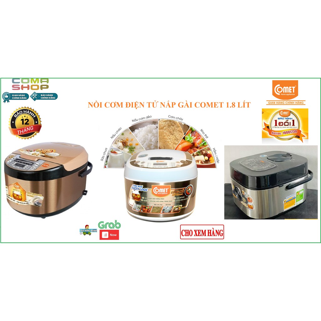 Nồi cơm điện COMET 1.8L có điện áp 220V công suất 700W tần số 50Hz chất liệu lót hợp kim nhôm thiết kế nhỏ gọn giá tốt