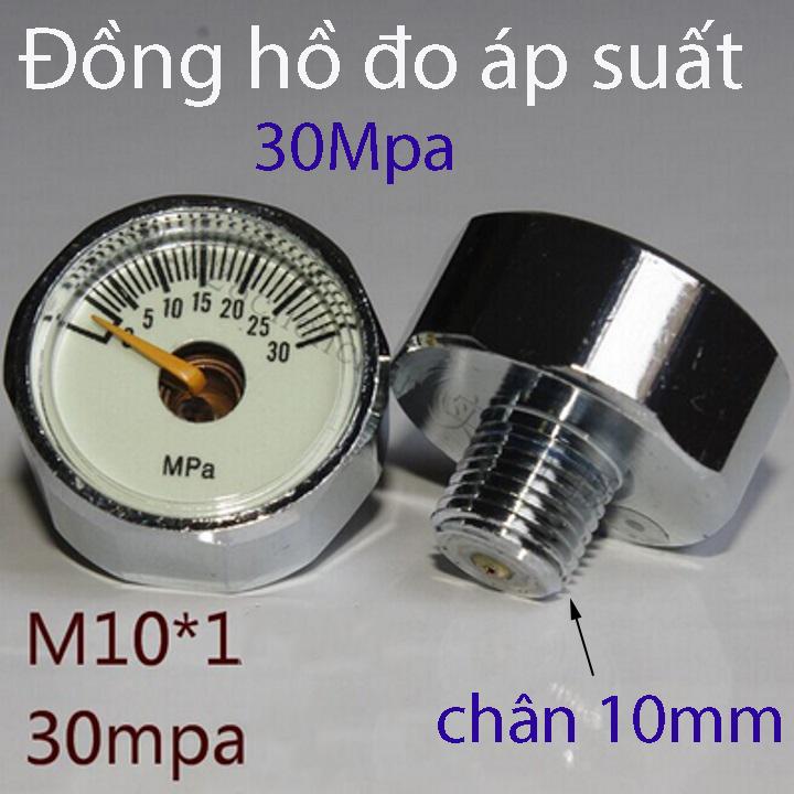 Đồng hồ đo áp suất 30mpa chân 10mm