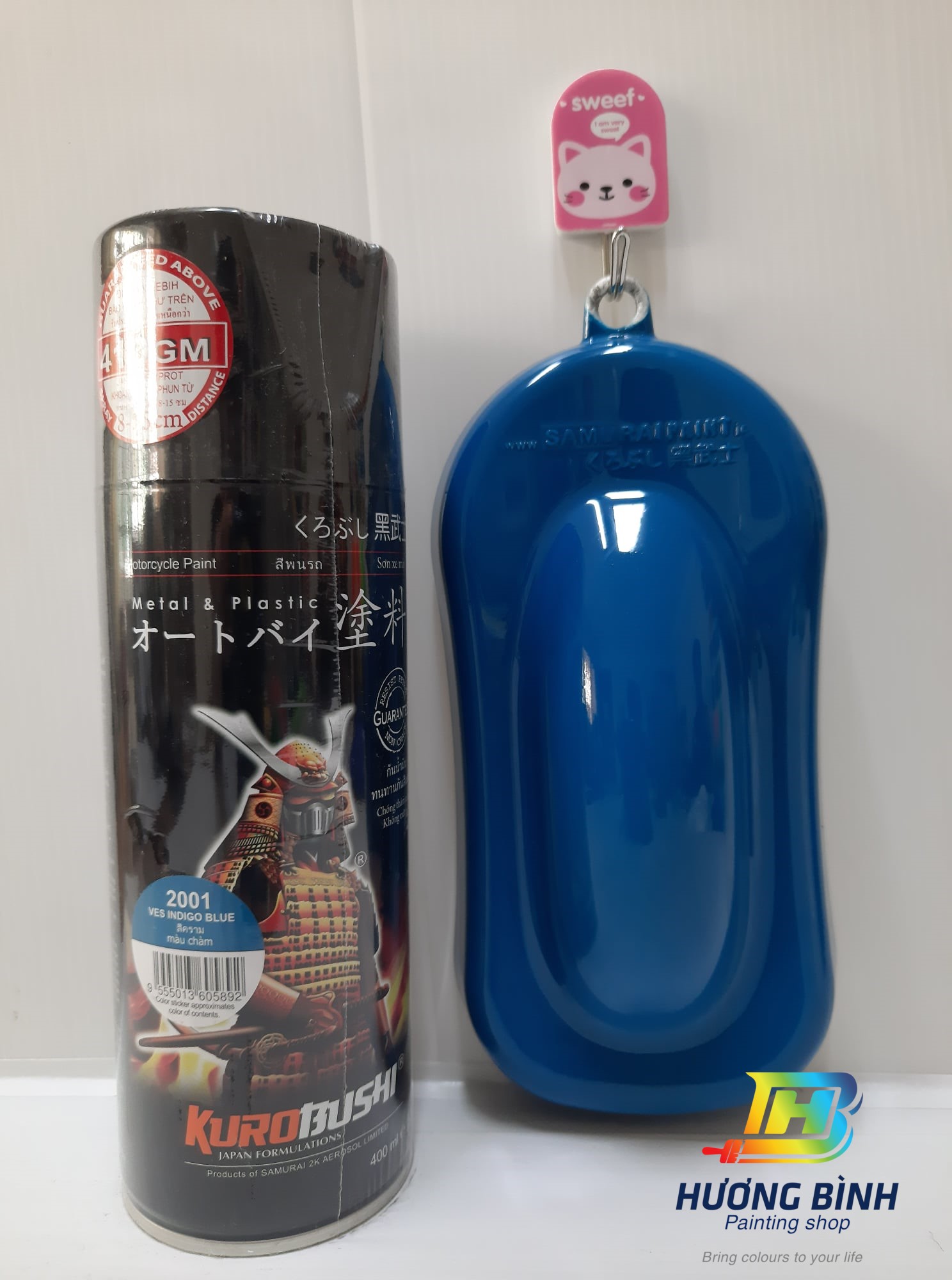 Sơn xịt Samurai màu Xanh Ves Indigo - 2001 (400ml) (có khả năng kháng xăng A92, A95)