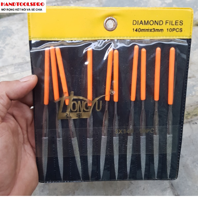 3x140mm bộ dũa kim cương lòng mo 10 món hongyu