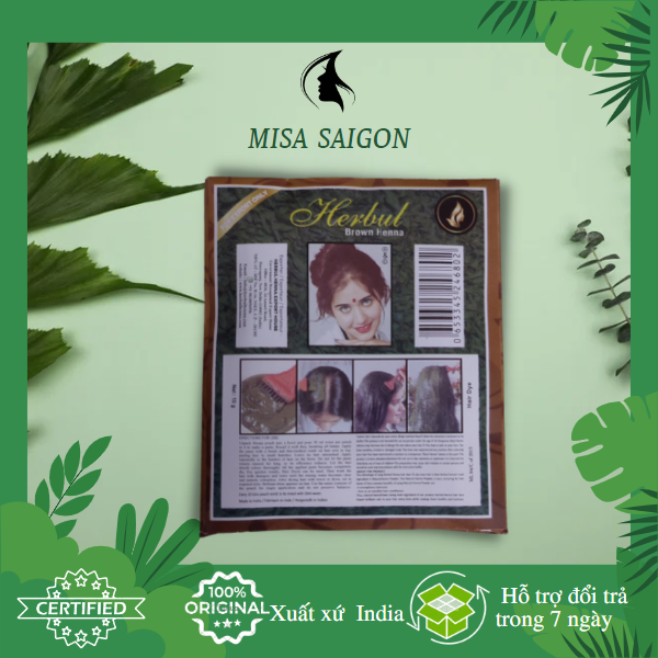 [HCM]Nhuộm tóc thảo dược Herbul Henna Ấn độ màu nâu