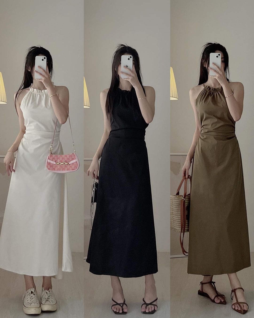 Váy dài cổ yếm rút dây cut out lưng Tesoro clothes