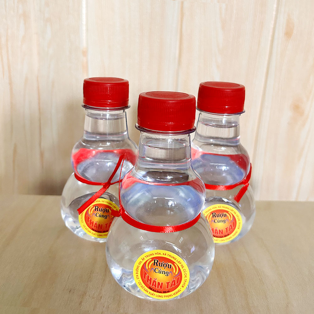(HÀNG CÚNG KHÔNG UỐNG) Chai rượu cúng 200ml dạng bầu hồ lô