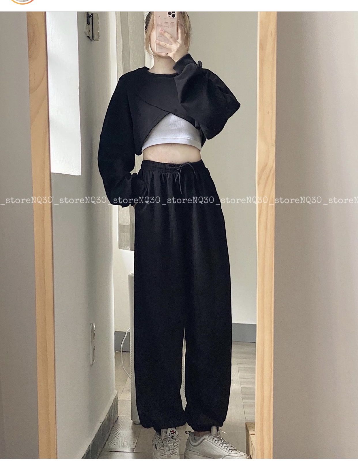 Set Quần Jogger Trơn + Set 2 Món Áo Croptop Đắp Chepo