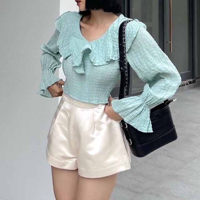 [Nhập mã LAZFASHION34-giảm 15% tối đa 99k/600k]SAP-Quần short ống rộng cạp cao kem