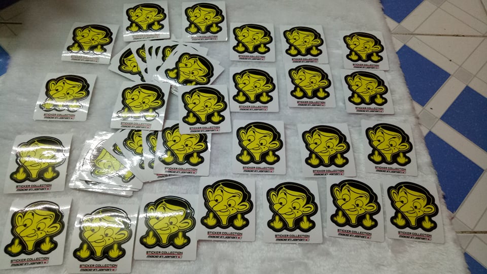 TEM LOGO LẺ STICKER MR BEAN-- COMBO 3 CON MR BEAN VÀNG 10K.