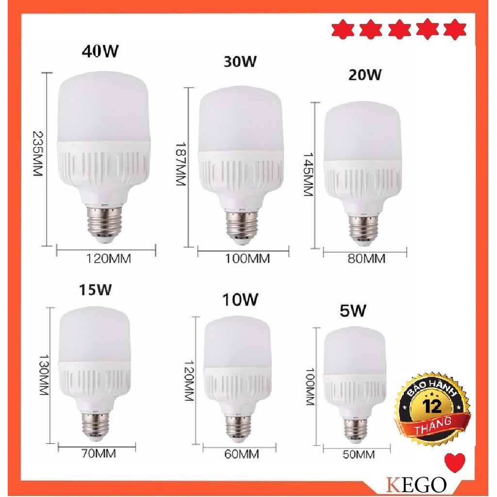 Bóng đèn led búp trụ 5W-60W Giá rẻ ( Bào hành 1 năm)