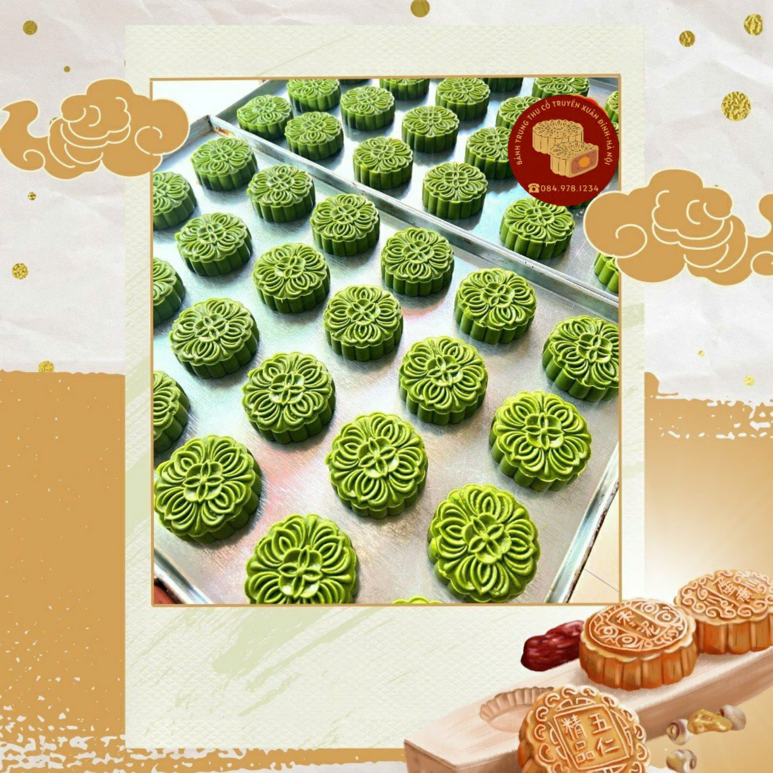 Bánh trung thu vỏ trà xanh nhân matcha