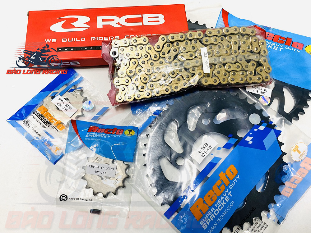 Bộ nhông sên đĩa RCB...Đĩa Recto gắn Winner,Exciter,Raider,Satria,Sonic.....3 món chỉ việc gắn vào sử dụng