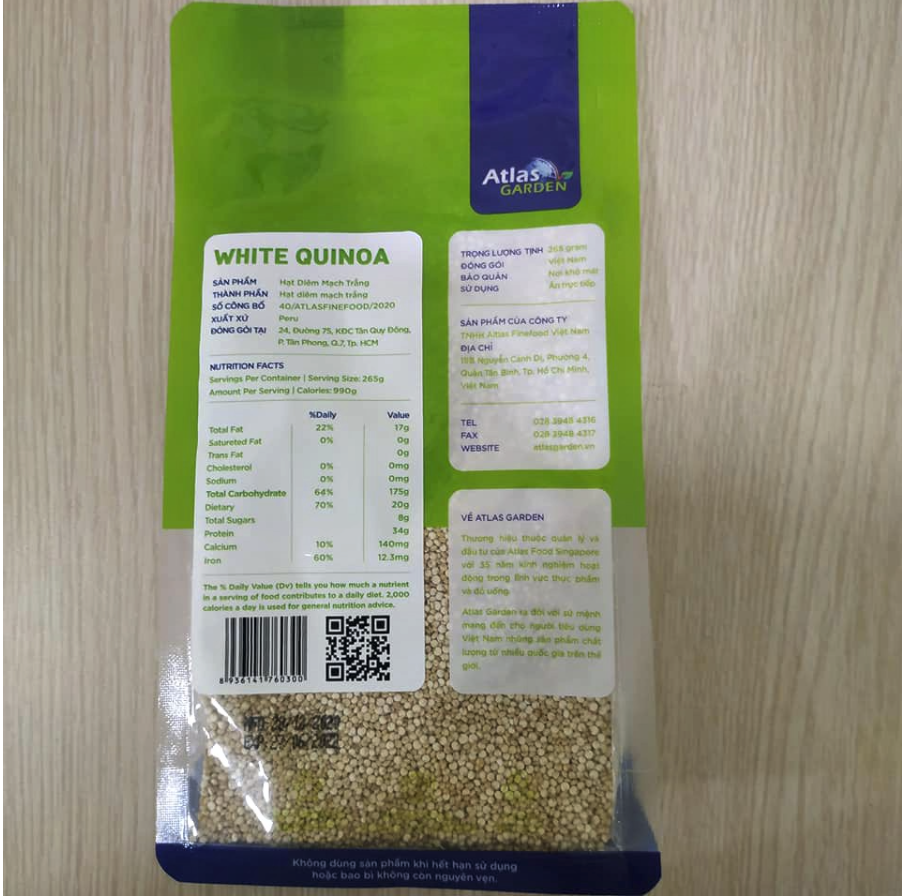 Hạt diêm mạch trắng/đỏ nhập khẩu Peru 265g