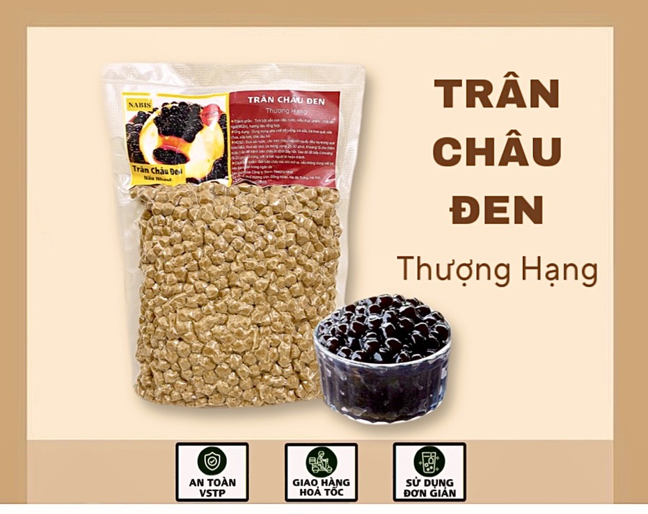 (500gr)Trân Châu Đen Thượng Hạng. Hạt To, Mềm Dẻo. Nguyên Liệu Pha Chế Trà Sữa, Trà Hoa Quả.