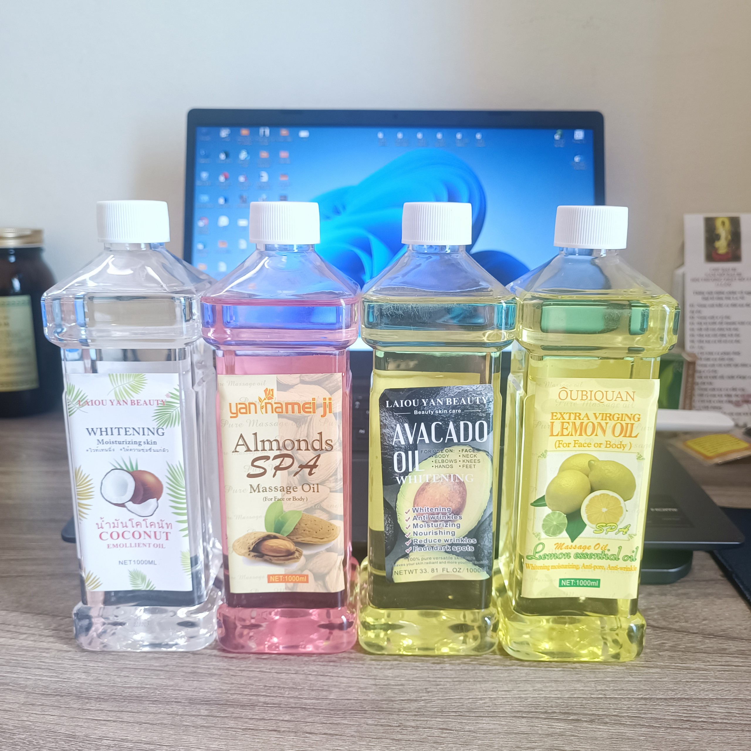 Dầu massage body dừa, óc chó, bơ, chanh chai 550ml
