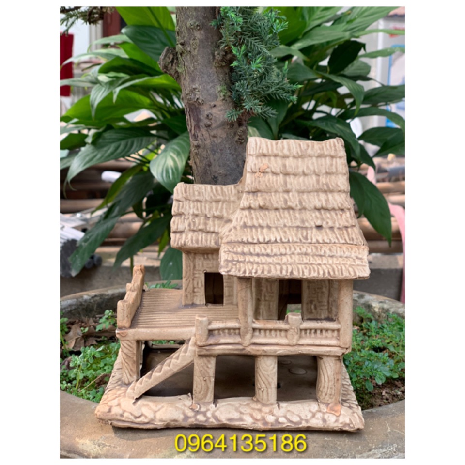 Tượng tiểu cảnh nhà sàn gốm sứ Bát Tràng