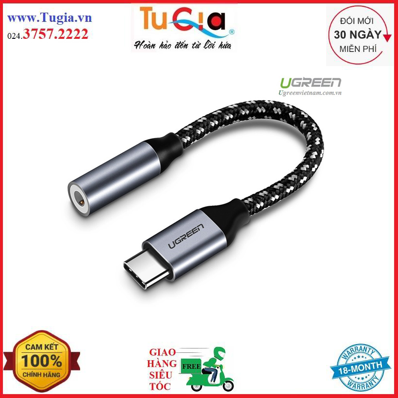Cáp USB Type C to 3.5mm Ugreen 30632 cao cấp - Hàng Chính Hãng
