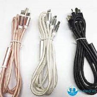 CÁP SẠC NHANH DÂY DÙ 3 ĐẦU SAM SUNG , IPHONE, TYPE C