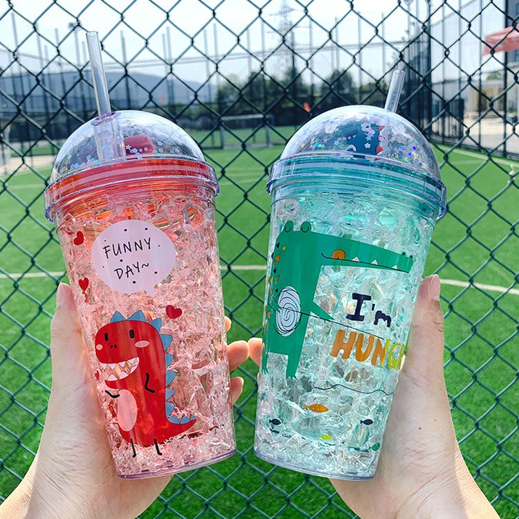 (HÀNG TỐT) LY GIỮ NHIỆT NHŨ KIM TUYẾN 3D HÌNH KHỦNG LONG  CHUỘT CON MÈO CỰC CUTE - LY HAI LỚP CÁCH NHIỆT CÓ TẶNG KÈM ỐNG HÚT SIÊU XINH