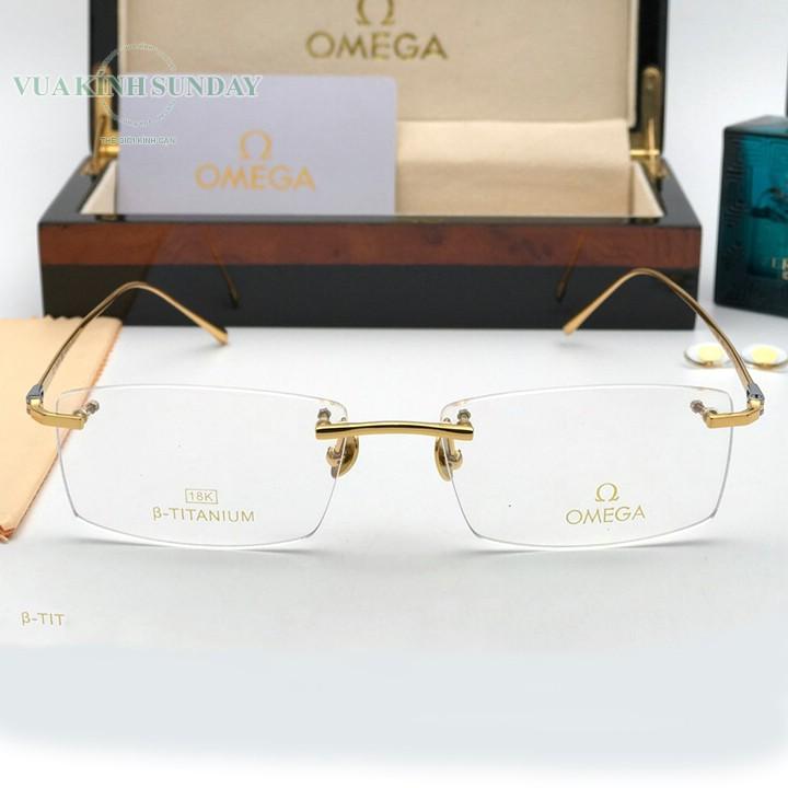 Gọng kính cận titanium mạ vàng 18k omega TT24