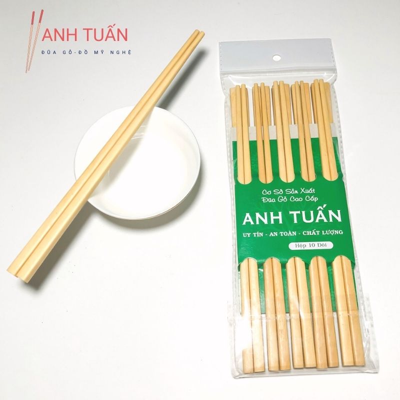 [Giá sỉ] Bộ 30 đôi đũa gỗ ăn cơm cao cấp đũa gỗ đầu nhọn LÁT HOA, đũa đẹp tự nhiên không hoá chất, không cong vênh, chống mốc, kháng khuẩn