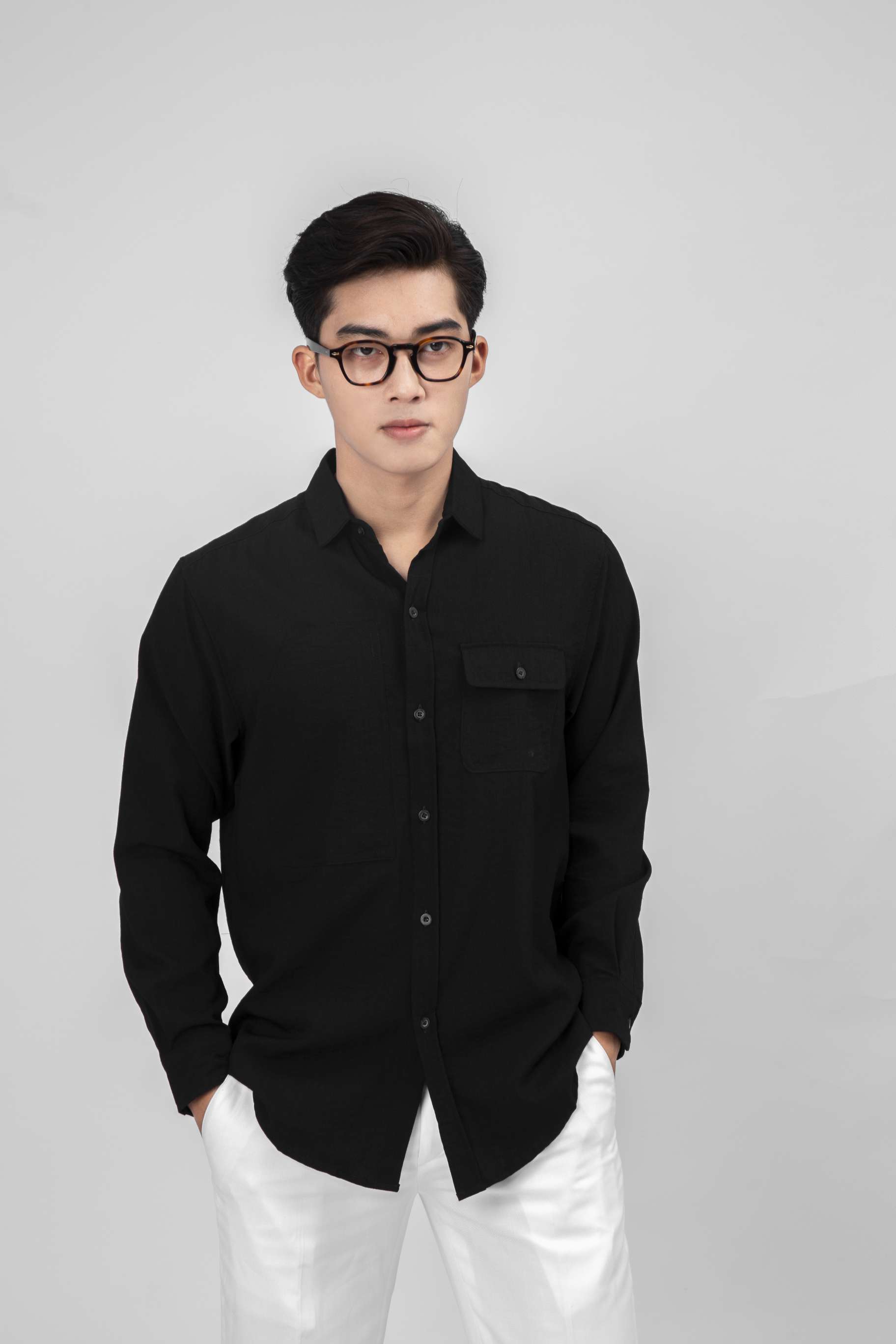 Áo sơ mi nam tay dài nam FEAER chất lụa thoáng, cao cấp Basic Long Sleeve