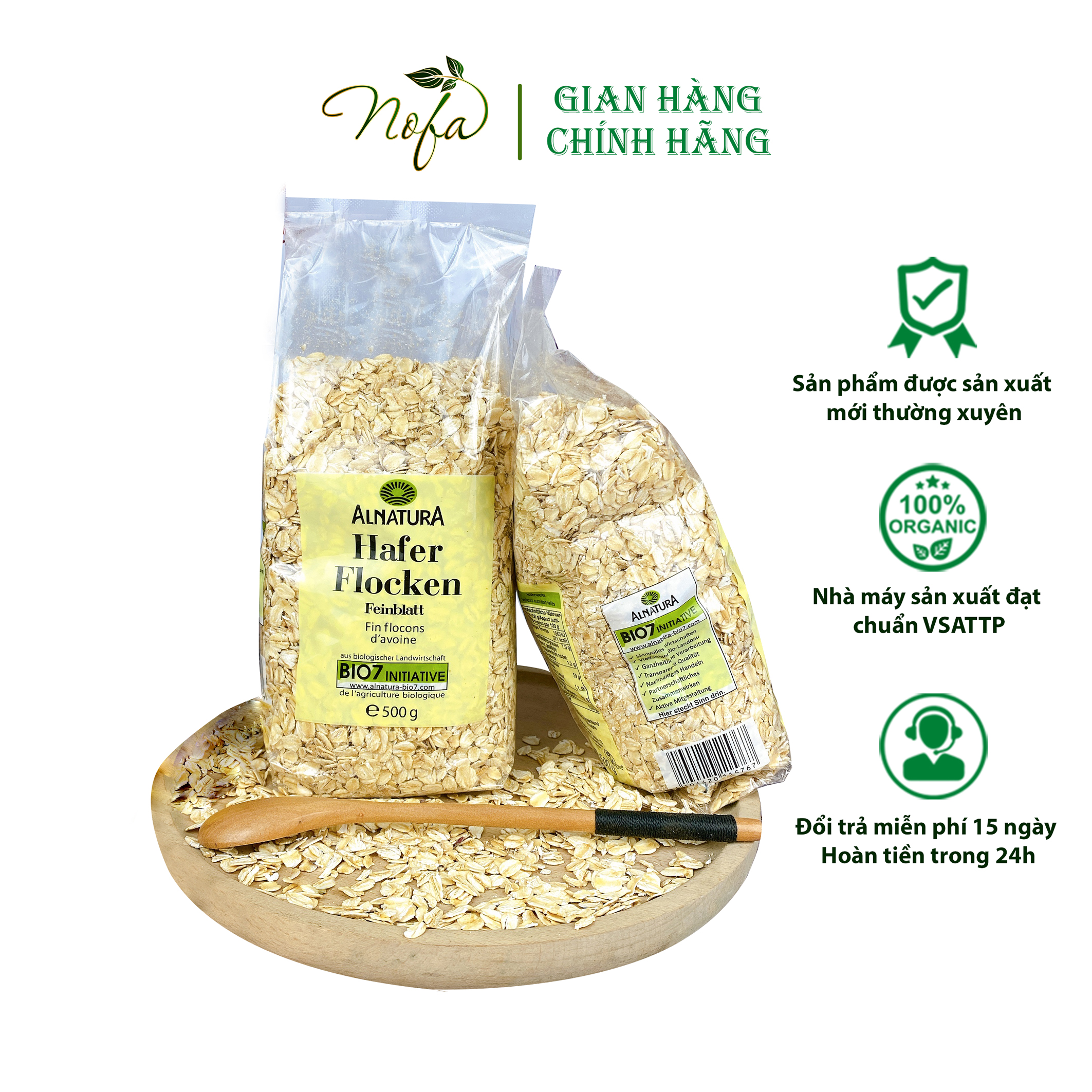 1Kg yến mạch tươi cán dẹt & cán vỡ Hafer Flocken nhập khẩu, ăn sáng healthy, giảm cân giữ dáng.