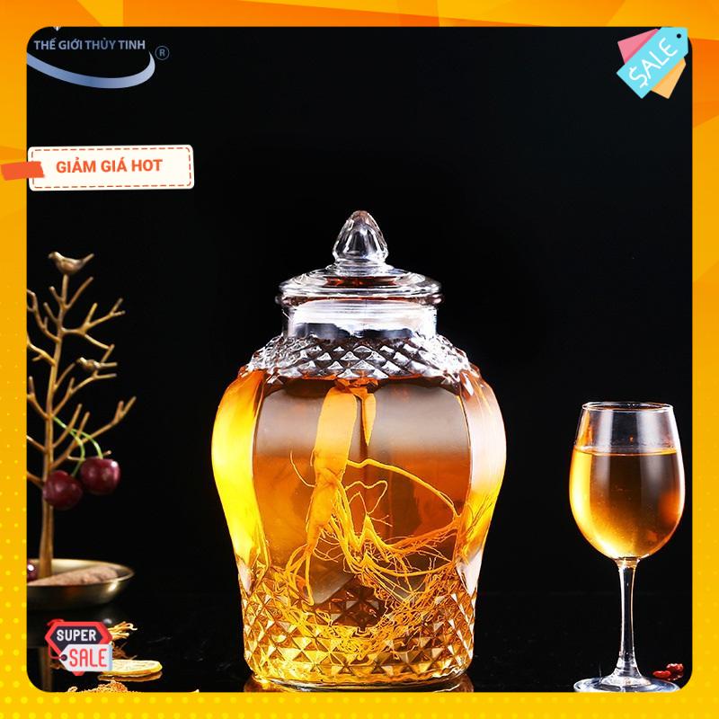 Bình Ngâm Rượu Sâm Thủy Tinh 8833 3 Lít Không Van – Độ Dày 5 Ly – Nắp Thủy Tinh Có Gioăng Bọc Kèm Chống Hở Khí – Sử Dụng Ngâm Sâm – Trái Cây
