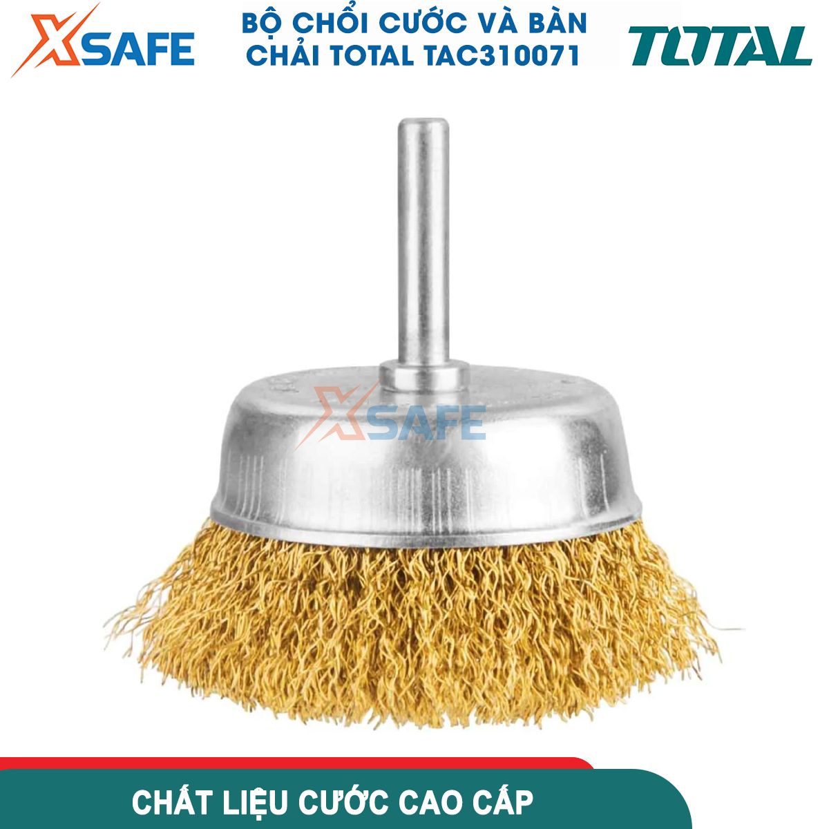 Bộ 7 bánh cước và chổi TAC310071 gồm chổi cước, bàn chải thép, bánh cước nhiều kích thước, dùng chà, mài nhẵn, tẩy cặn, tước sơn, đường hàn