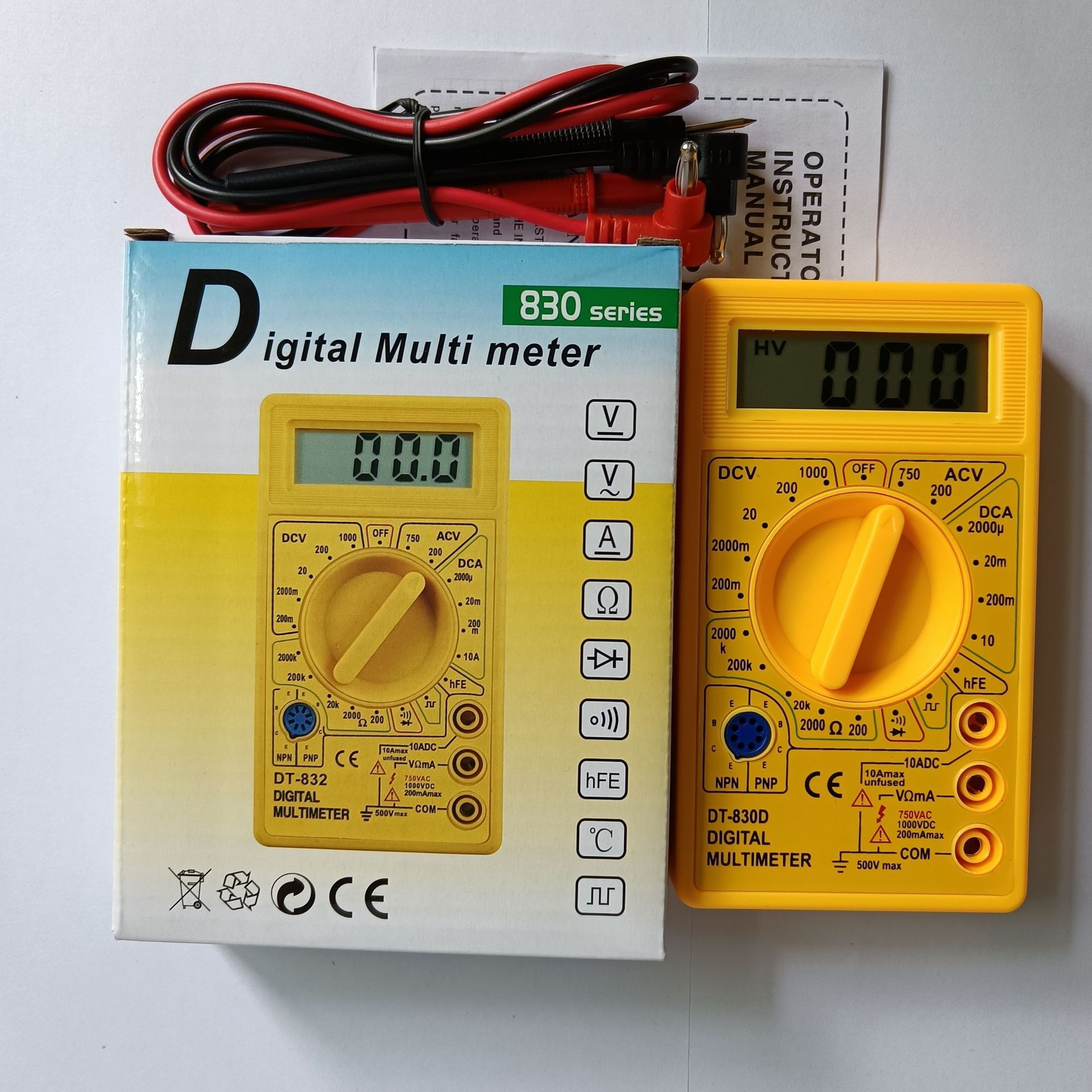 DT-830D Handheld LCD Voltmeter Ammeter Ohm Digital Multimeter Tester(Intl)
