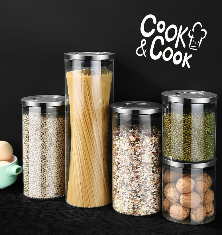 Hũ thủy tinh nắp inox đựng thực phẩm, các loại hạt