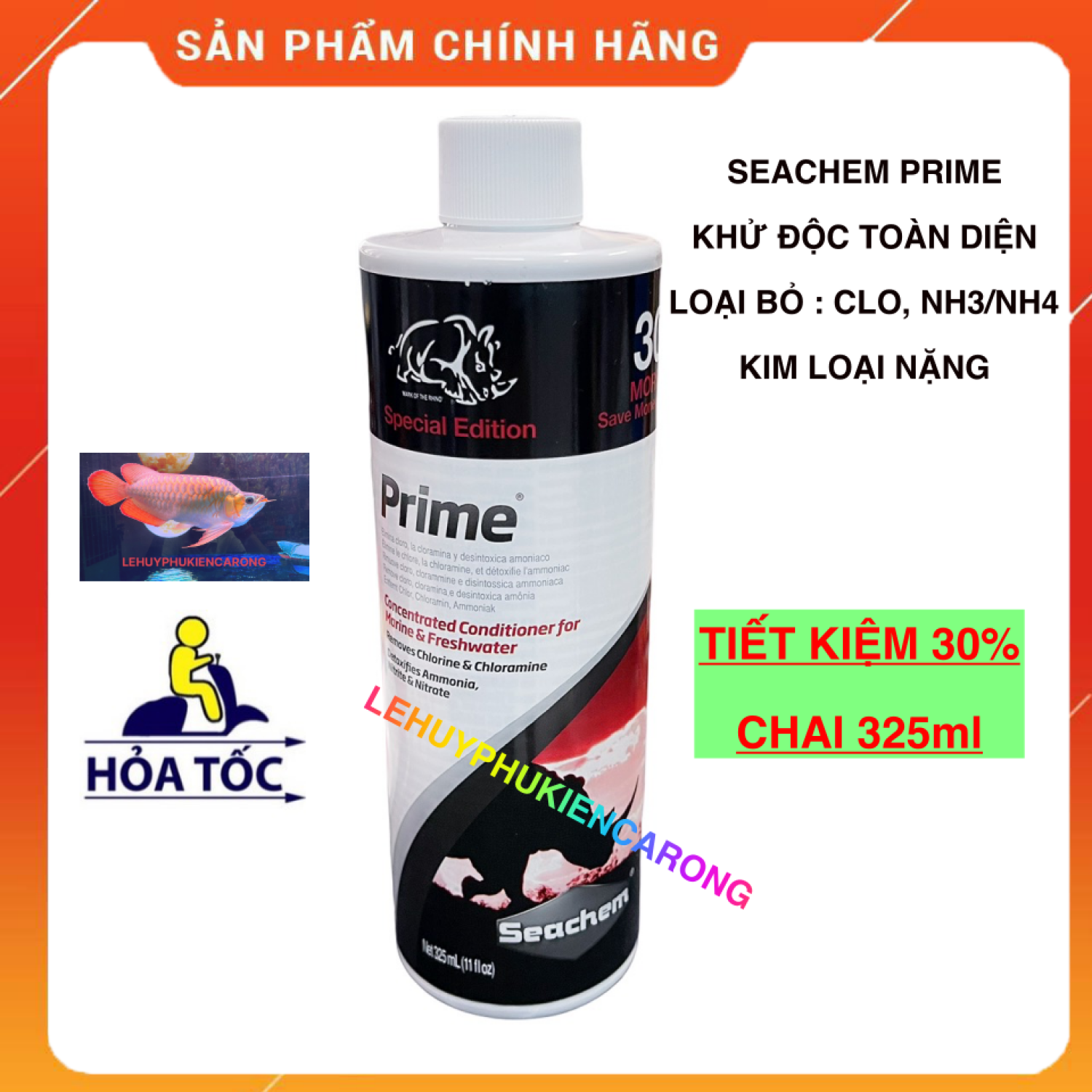 Seachem Prime Chai 325ml Dung Dịch Khử Nước TOÀN DIỆN Cho Bể Cá Cảnh