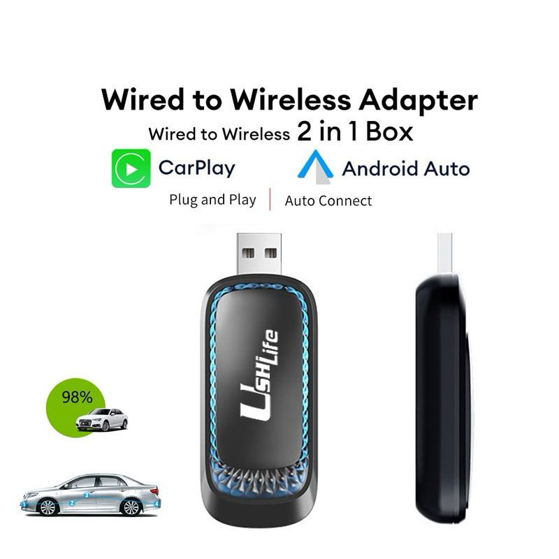 Xe Carplay Android Auto Mini Đa Năng USB Adapter Bluetooth Không Dây Kết Nối Nhanh Đa Phương Tiện Hộp Phụ Kiện Xe Hơi
