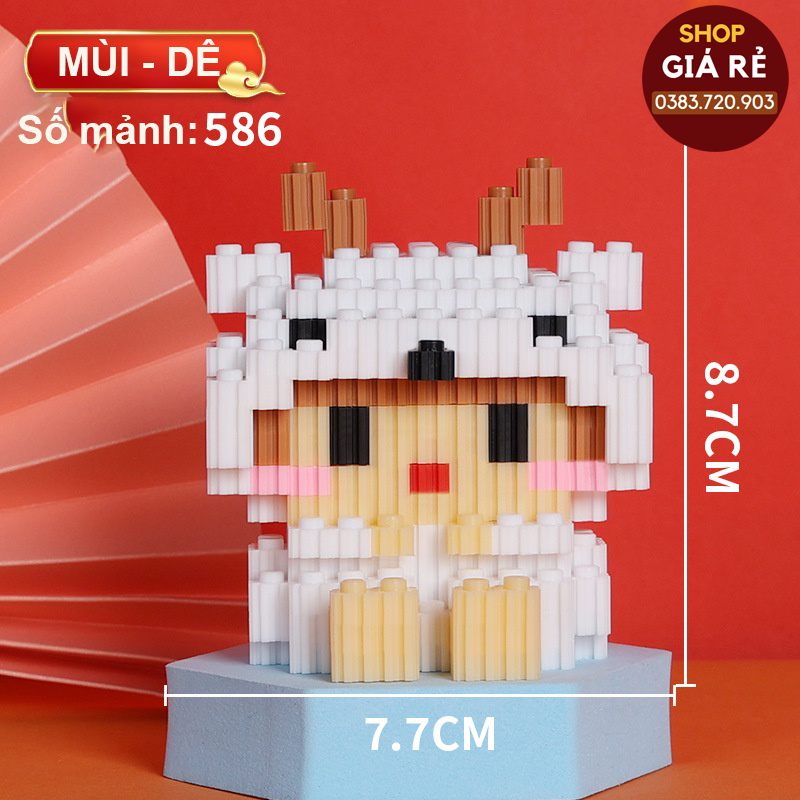 Lego mini lắp ráp 3D hình 12 con giáp đáng yêu