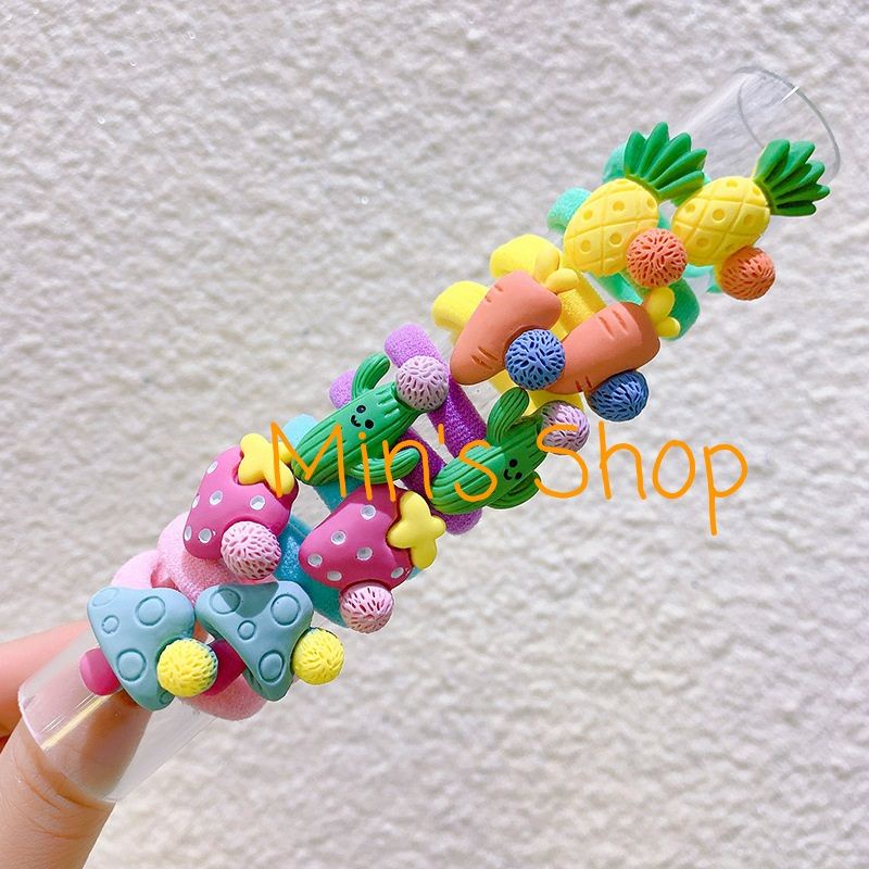 Set 10 thun cột tóc hình xinh xắn cho bé (giao mẫu ngẫu nhiên)