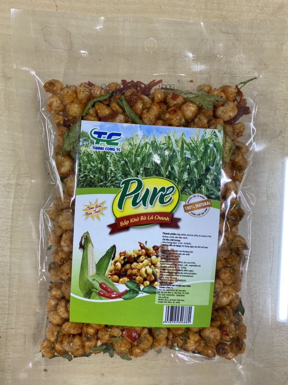 [HCM]Bắp Khô Bò Lá Chanh 100gr