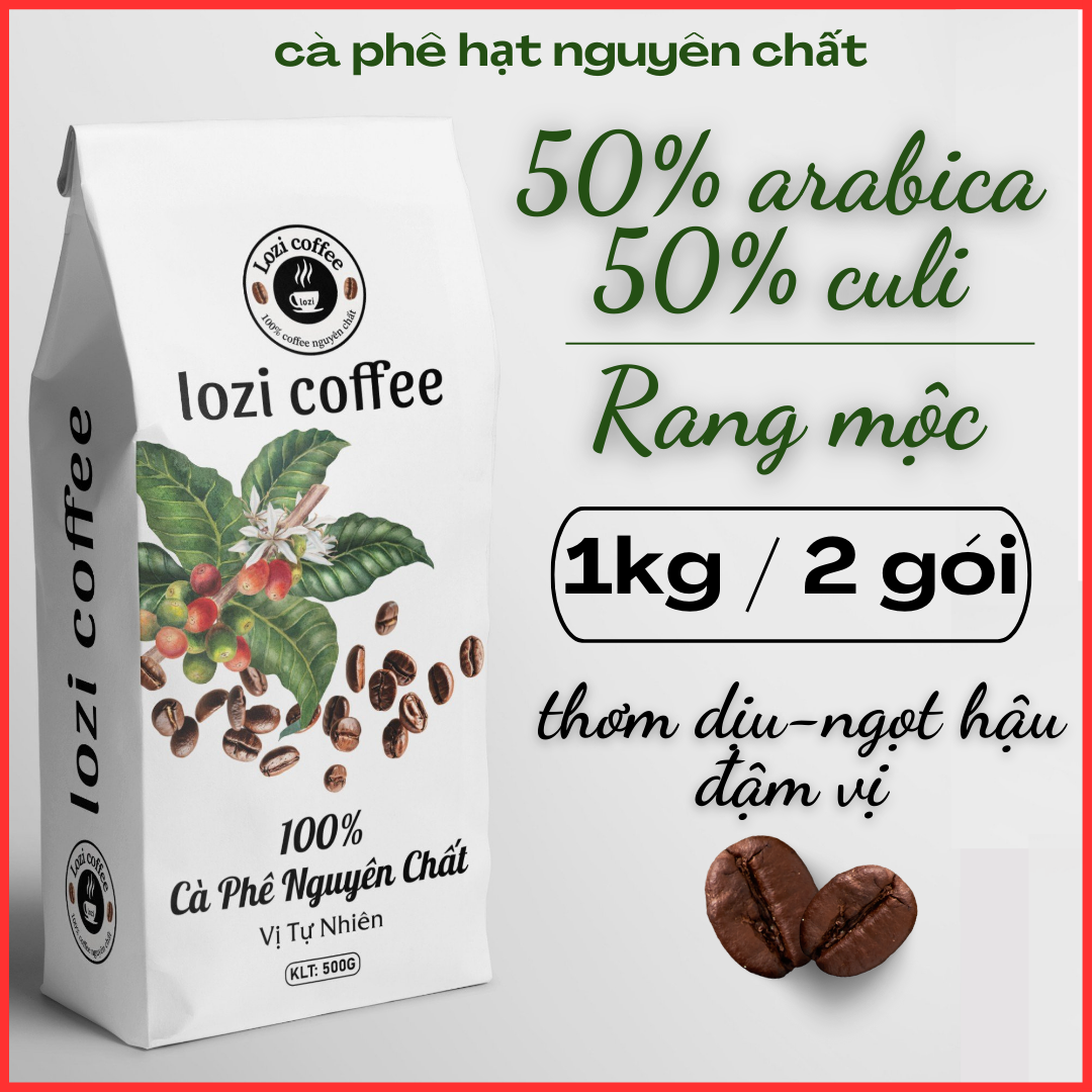 (1 kg / 2 Packages) Roasted Rustic Coffee (Mix: 50% Arabica & 50% Culi) 100% Pure