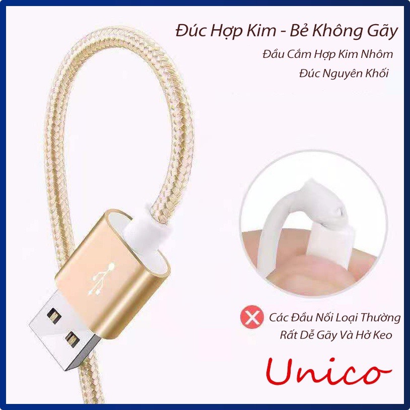 Cáp Sạc nhanh Micro-Usb & Type-C & Lightning cho các dòng điện thoại