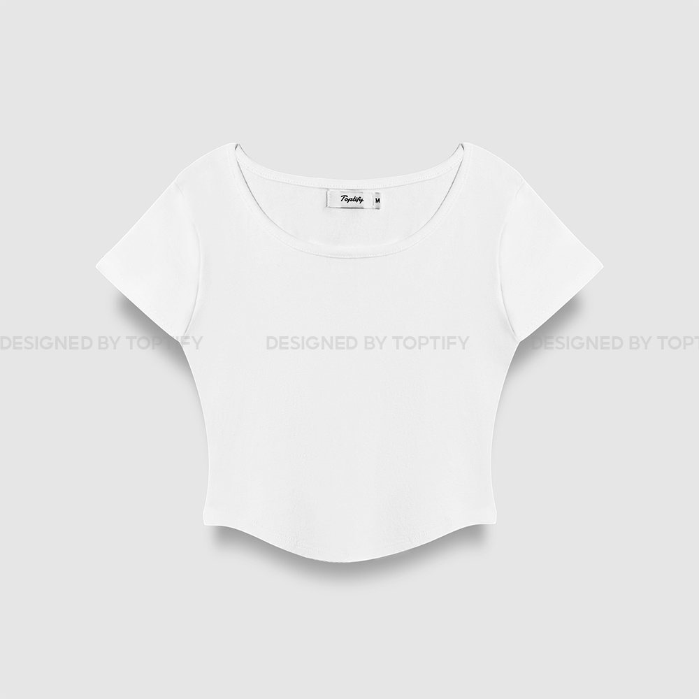 Áo croptop nữ tay ngắn TOPTIFY kiểu cổ tròn vạt bầu form Basic thun borip co giãn Harper Top AC47