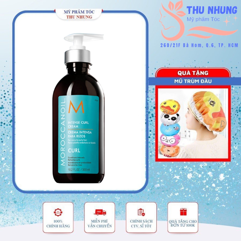 [+Tặng mũ trùm]Kem tạo kiểu sóng xoăn Moroccanoil Intense Curl Cream 300ml