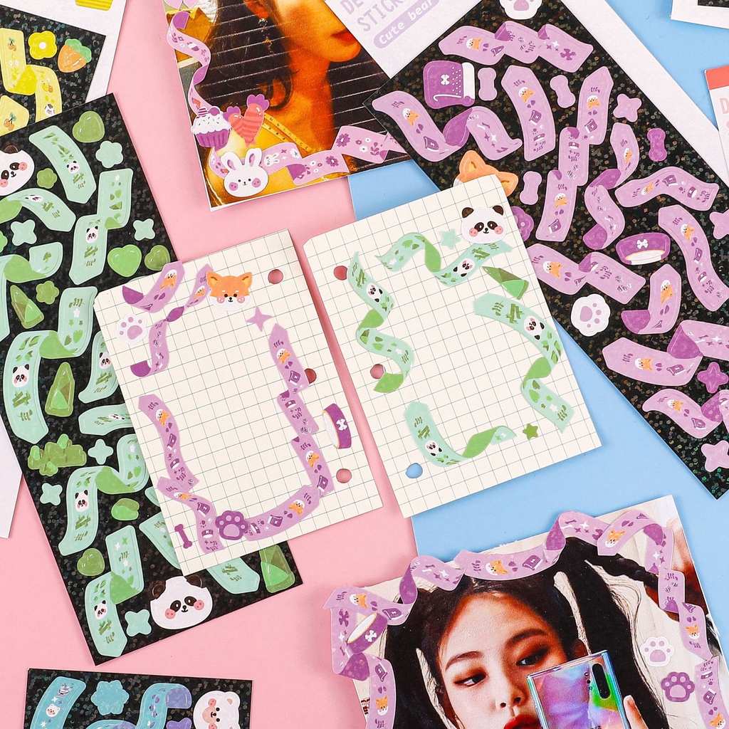 Sticker Ruy Băng trang trí Scrapbook, sổ tay, vở (Bộ 100 sticker) - [ 073 ]