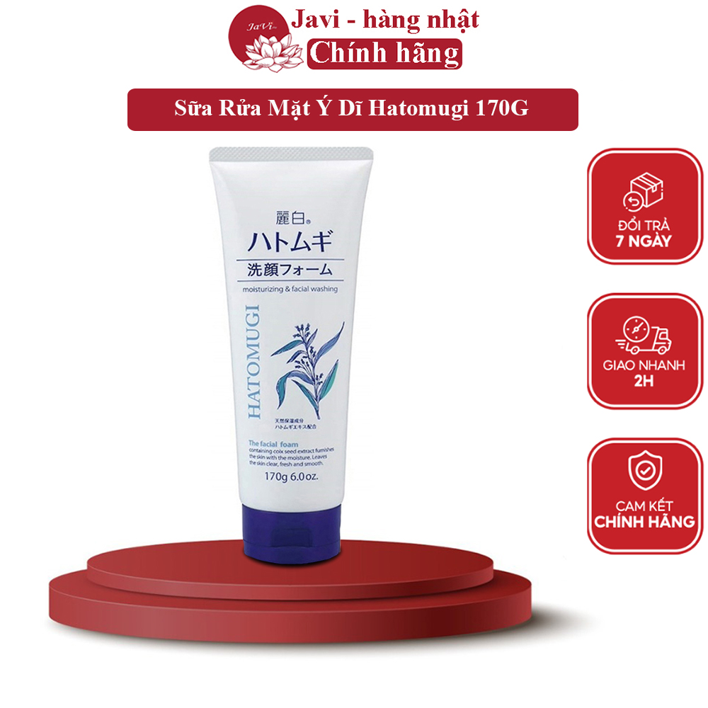 SỮA RỬA MẶT TRẮNG DA DƯỠNG ẨM HATOMUGI (170GR) -  chiết xuất từ hạt ý dĩ lành tính cho mọi loại da.