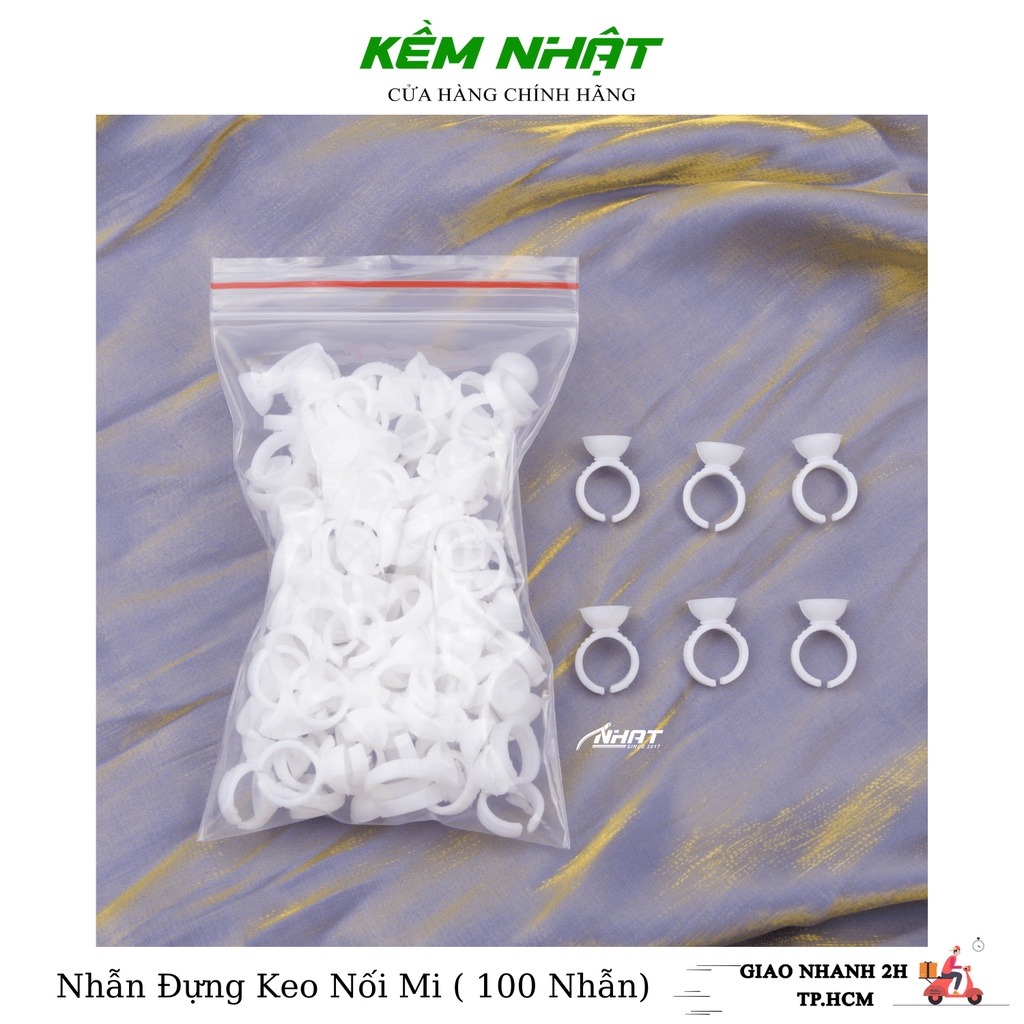 Nhẫn đựng keo nối mi, mực phun xăm túi 100 nhẫn