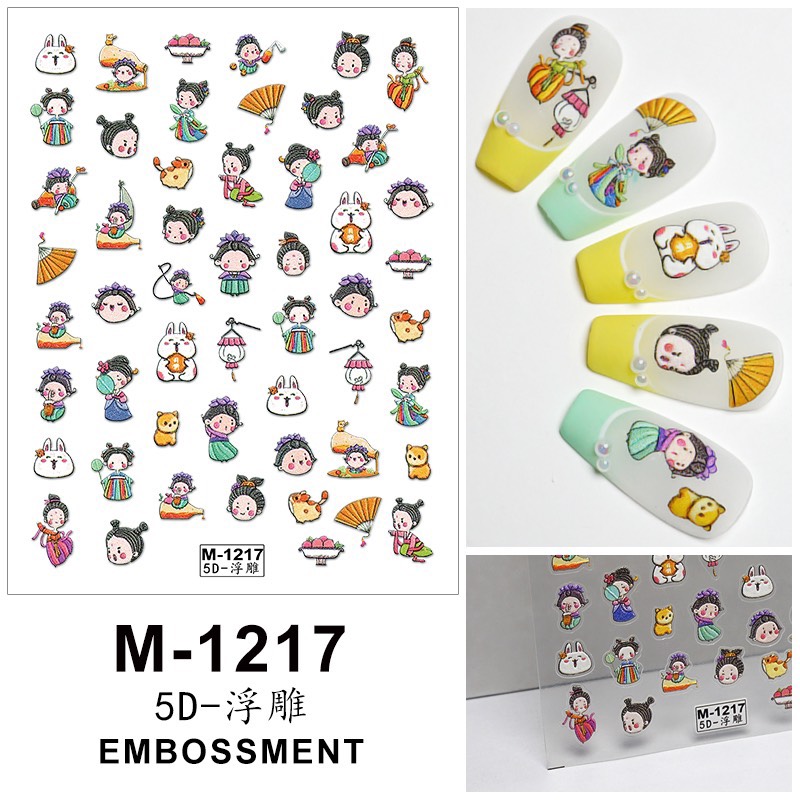 (Hàng mới về) Stick 5D, Stick lụa dễ thương dành cho Nail