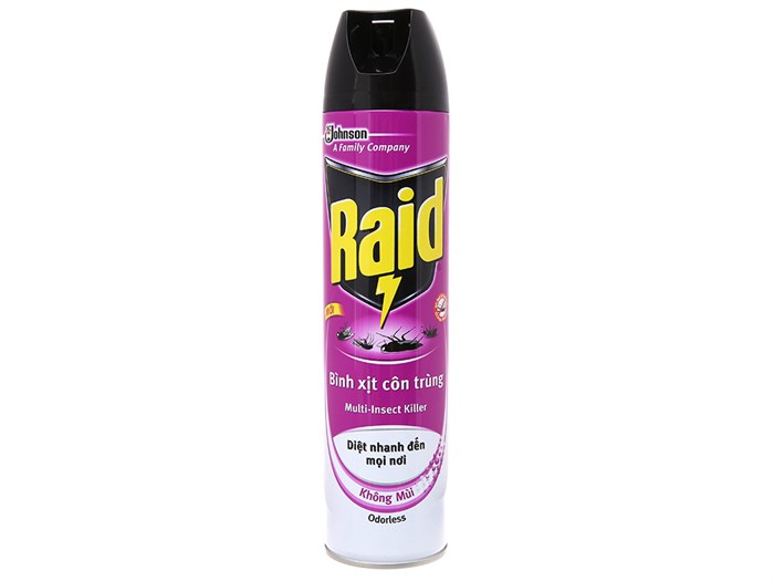 Bình xịt côn trùng Raid Không mùi (Trắng) 600ml