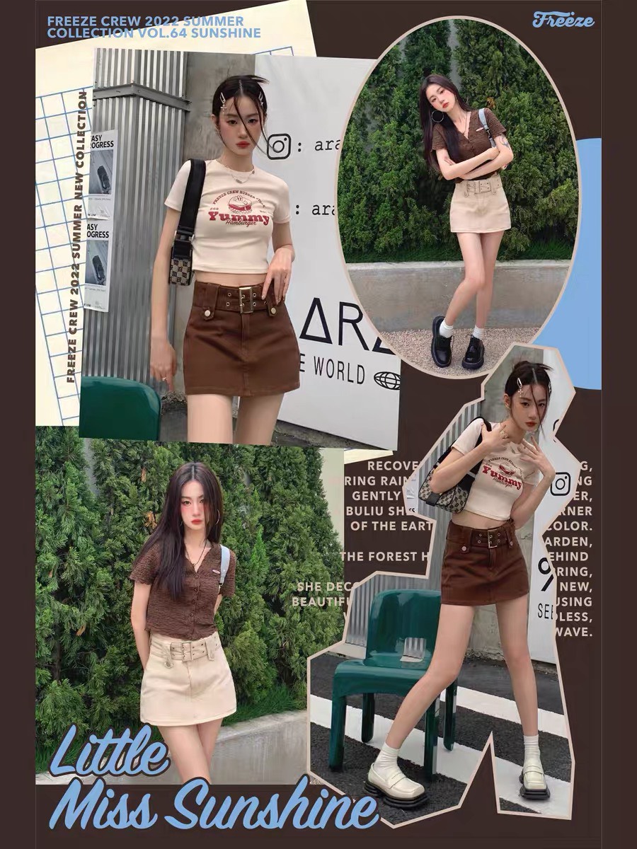 [Video] Chân váy jeans ngắn kèm đai Ulzzang
