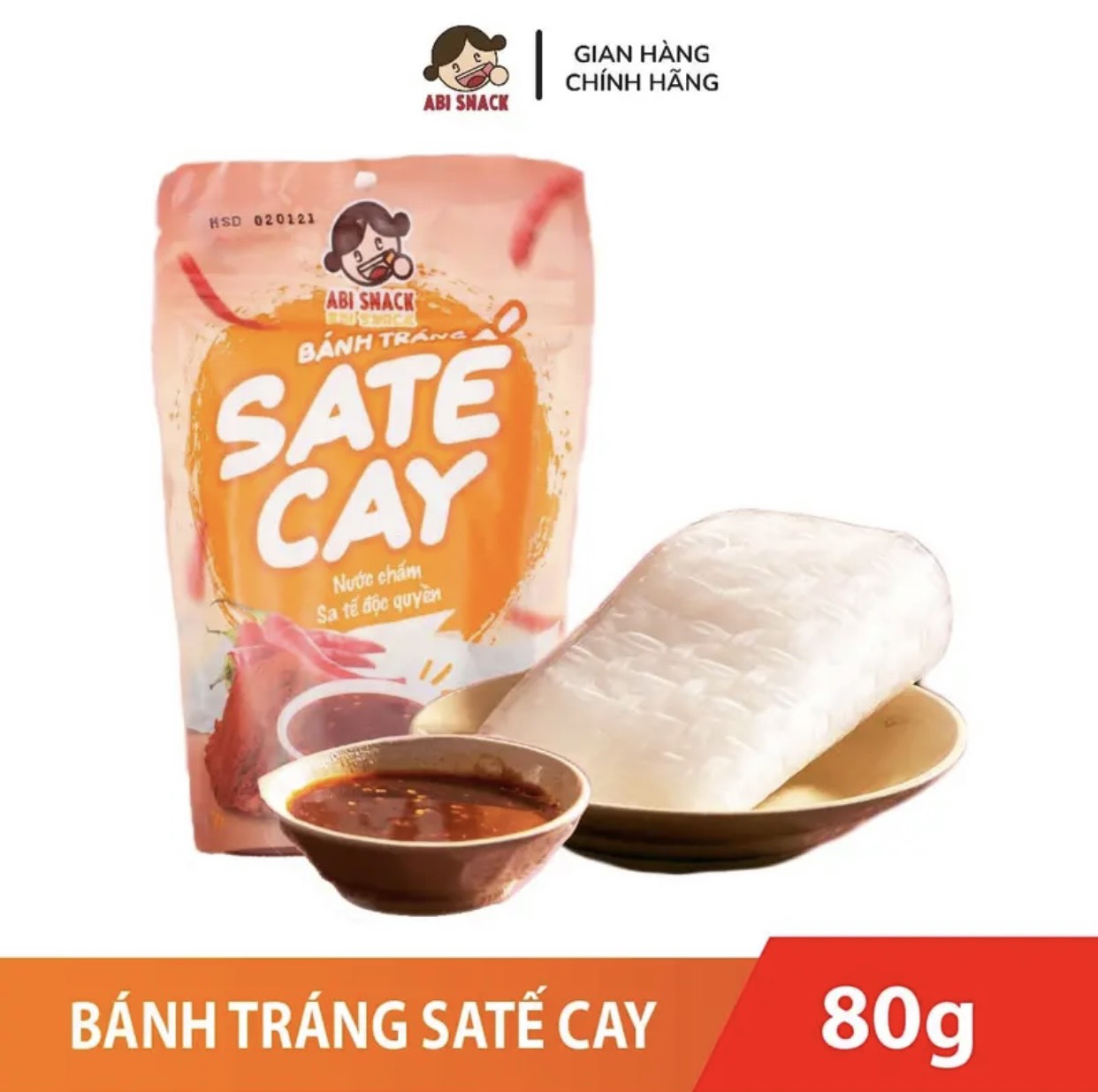 Bánh tráng sate cay Abi chấm sốt độc quyền